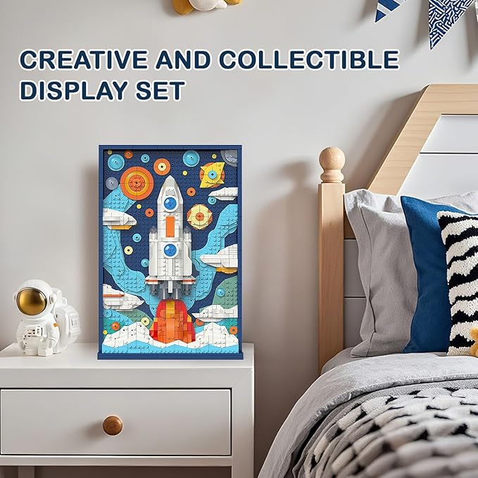 Micro Brick Rocket Building Set, DIY Space Rocket Model Craft Kit, 3D Wall Art Home Office Decoration or Table Display, Ideas Gift Building Toy for Adults,Teens Ages 8+ Kids