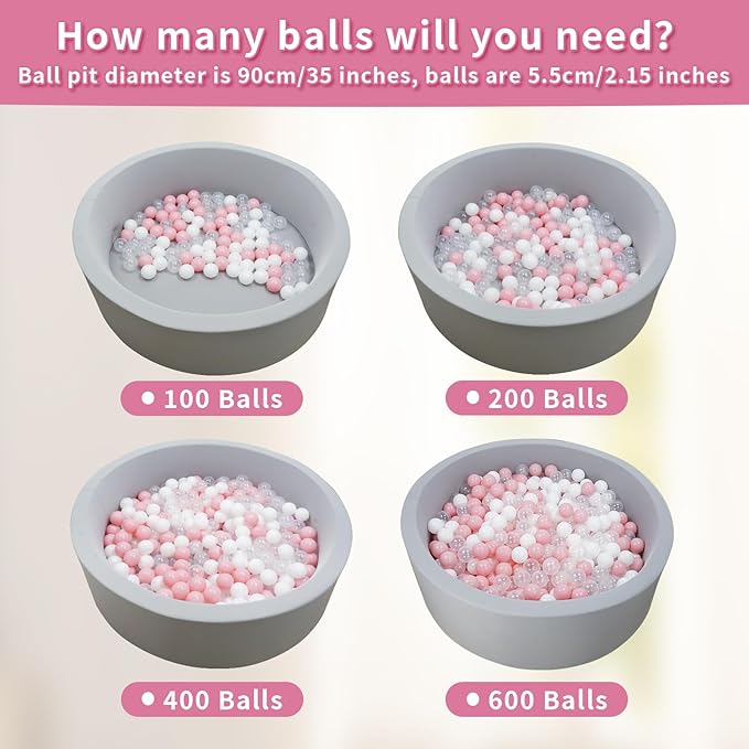 Ball Pit Balls for Kids & Dogs Cats Pack of 100 200 500- BPA Free, Crush Proof Plastic Balls for Ball Pit, Tent, Playhouse, Children's Toy Balls for Party, Macaron Ocean Balls 2.15 Inch