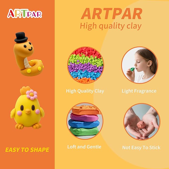 Air Dry Clay Kit for Kids-12 Animals Modeling Magic Clay,DIY Art Crafts Molding Clay Set,Ultra Light & Soft, Safe & Non-Stick with Sculpting Tools & Tutorials, Unique Gifts for Boys & Girls