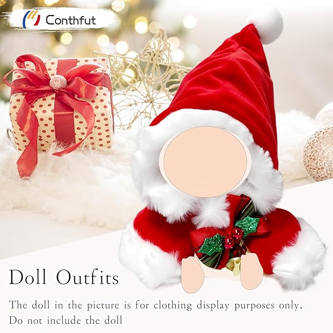 17cm/15cm Doll Clothes Christmas Outfit Set,Christmas Cape with Hat Accessories for Dolls,Clothes Set for Dolls Dress Up (No Doll) (Red 01)