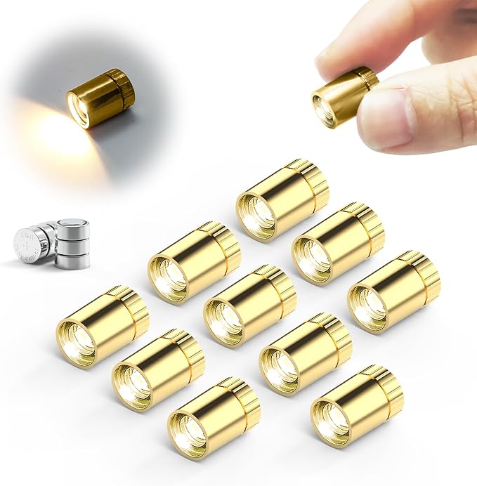 SUZEYAR 10 pcs Miniature Led Lights,Tiny Lights for Hand Craft/DIY,Miniature Lights Battery Powered, Dollhouse Light,Mini Lights for Toy Brick Building Blocks- 10 Pack (WarmWhite)
