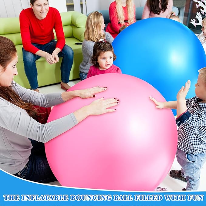 Jenaai 4 Pcs 30 Inch Big Bounce Ball Large Rubber Ball Giant Inflatable Kickball Outdoor Exercise Jumping Hopping for Outdoor Activity Game Sports Party