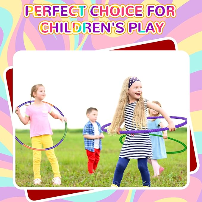 Sratte 6 Pcs Exercise Hoop Detachable Adjustable Plastic Hoops Snap Together Toy Ring Color Playground Toys for Girls and Boys Party Games, Sports, Exercise, Dog Training (28 Inch,Red,Yellow,Blue)