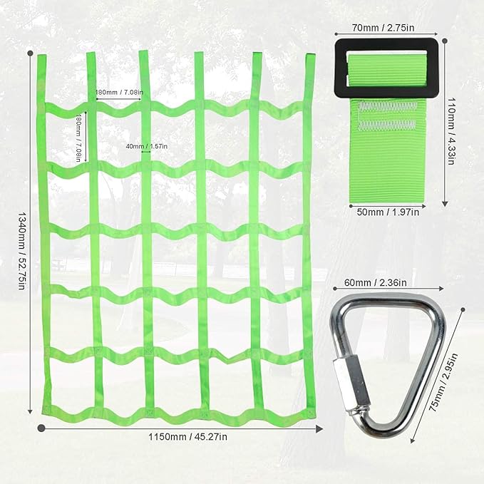 Climbing Net for Kids Outdoor,Climbing Cargo Net Kids Playground,Ninja Line Accessories For Ninja Warrior Obstacle Course For Kids,Climbing Rope Ladder for Ninja Slackline&Jungle Gyms Backyard