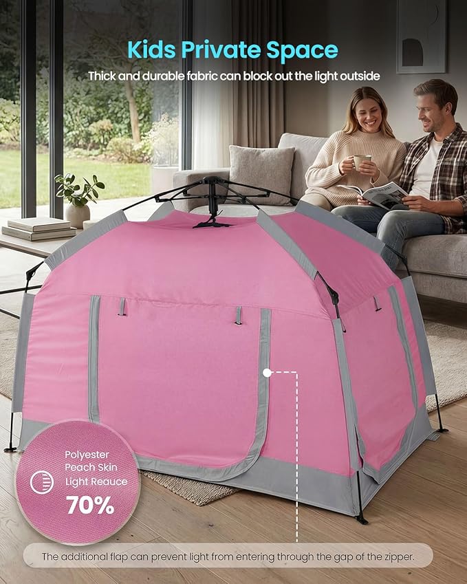 Kids Play Tent-Portable Playhouse Children House -Easy Set up Indoor Outdoor with Carry Bag for Kids-Light Strip Design for Night use -Space for Children and Parents-Birthday