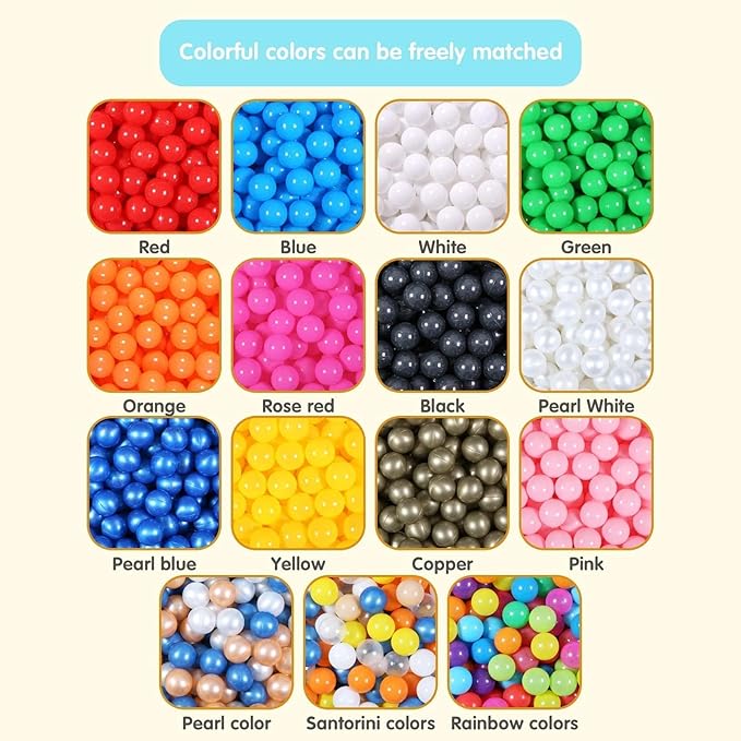 Ball Pit Balls for Kids, Plastic Refill 2.2 Inch Balls, 100 Pack, Bright Colors, Phthalate and BPA Free, Includes a Reusable Storage Bag with Zipper