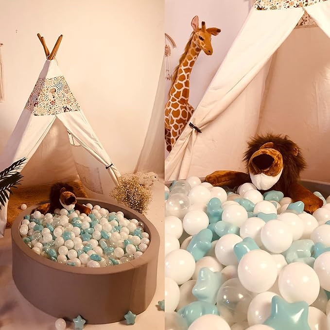 Realhaha Ball Pit Balls 50 100 200 500, Star Shapes for Babies Kids Playpen Plastic Balls for Babies Ball Pool Puppy Playballs