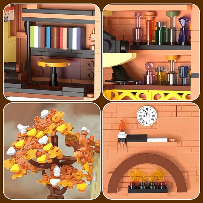 Creative Bookcase Building Set, Cafe House Building Block Toy Gift for Adults,Mini Bricks