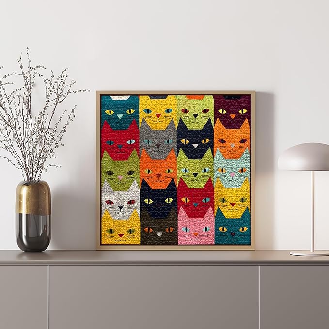 PICKFORU Cat Puzzles for Adults 1000 Pieces,Colorful Funny Kitty Animal Art, Cute Kitten Challenge Jigsaw Puzzle