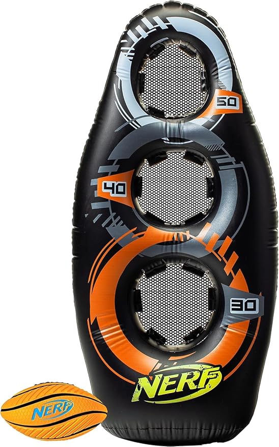 NERF Inflatable Target Set - Proshot Kids Football Blaster Game Set - 50" Standing Pop Up Target, Black/Orange/Gray
