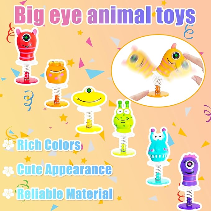 30 PCS Spring Launchers Toys,Big Eye Monster Jumping Popper Toy,Pop Up Bouncy Spring Toys for Kids,Pinata Toys,Goodie Bags,Easter Stuffers,Classroom Prizes Rewards