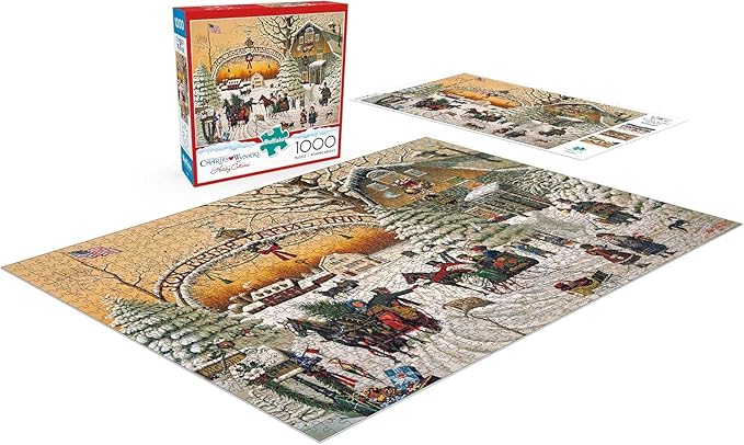 Buffalo Games – A Christmas Greeting - Charles Wysocki - 1000 Piece Holiday Jigsaw Puzzle  Colorful Puzzle for Adults – Precision-Cut, Beautiful, Winter Artwork, and Hours of Festive Fun