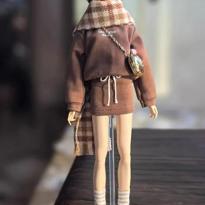 3-Piece Fashion Doll Outfit Set, Sweater with Denim Sports Skirt and Shoes, 11.5 inch Doll or BJD (Blown)