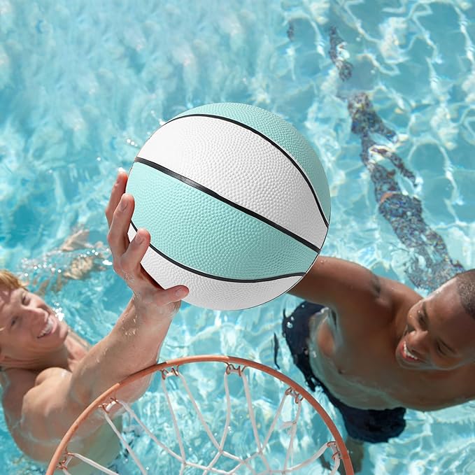 3 Pack Water Pool Basketball Aqua Blue Rubber Waterproof Water Basketball for Swimming Pool Ball Lake Hoop Games