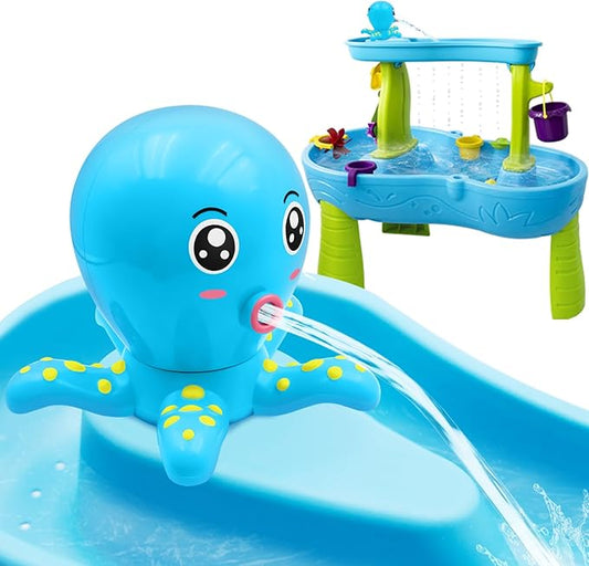 Water Table Pump, Octopus Battery Powered Water Pump for Water Table 3 Hours Non-Stop Fun Summer Outdoor Water Toys Outside Water Play Table Accessories for Toddlers Kids (Blue)