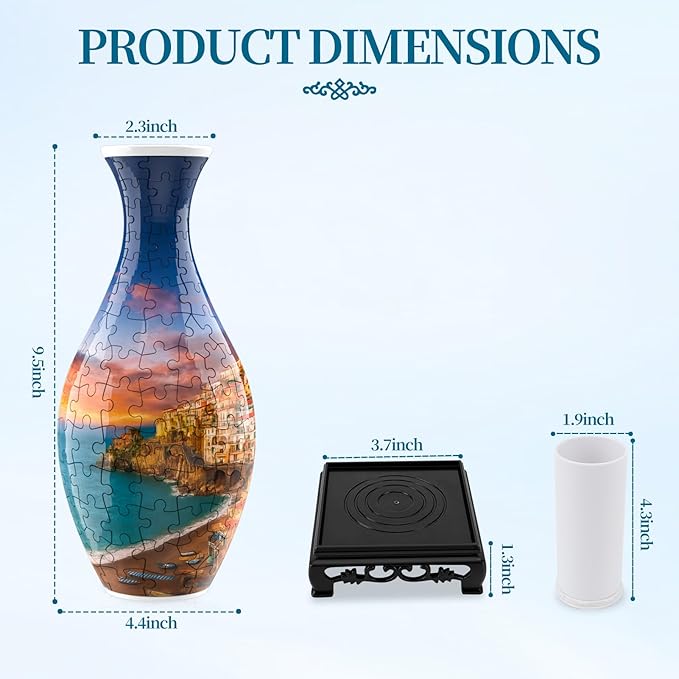 3D Puzzles Vase for Adults, Crafts for Adults, 160 Pieces Plastic DIY Unique Flower Vase with LED Light House Warming Gift Birthday Gifts for Flower Arrangements and Home Decor (Sea and House)