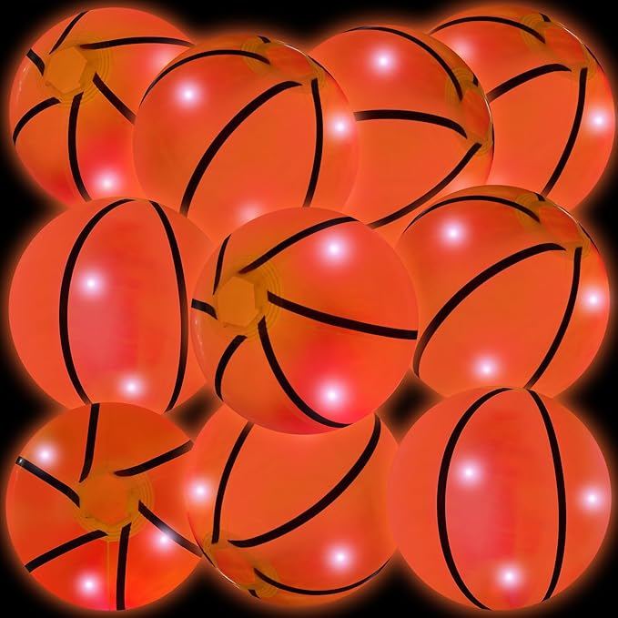Zhanmai 10 Pcs Glow in The Dark Beach Balls Inflatable Basketball Light up Balls 9 Inch Beach Pool Toys Glow in The Dark Party Supplies for Summer Pool Party