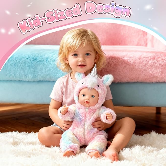 17Inch Baby Doll - Realistic Cute Soft Body Baby Doll Real Life Reborn Silicone Baby Dolls with Bottles & Pacifier, Diapers, Gift for Girls Ages 3+, Pretend Play & Collectors