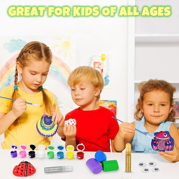 Nicmore Kids Sea Shell Art & Crafts: Glow in The Darkness Painting Kits Crafts for Age 4-6 4-8 8-12 Gift for Boys Girls Art Supplies Activities Toy Gifts for 3 4 5 6 7 8 9 10 11 12 Year Old