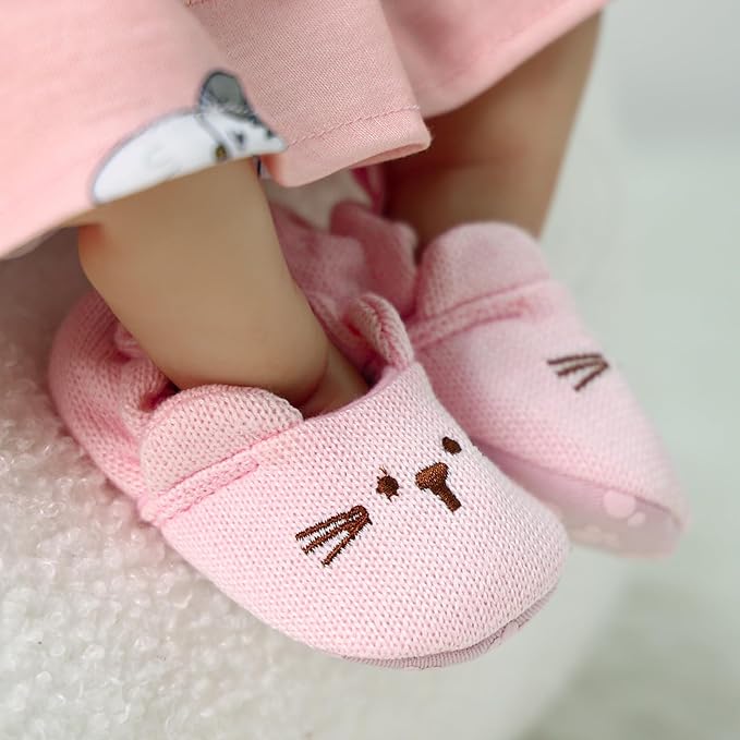 BABESIDE Baby Doll Shoes for 20-26 Inch Dolls, Reborn Baby Doll Shoes with Cute Paw Patterns fit Realistic Baby Doll Girls, Only Pink Reborn Dolls Shoes