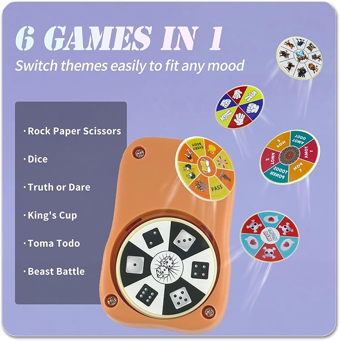 6 Games in 1 Spinner Toys for Party Rock Paper Scissors Kids Fun Christmas Toys White Elephant Gifts Party Game Fidget Toys for Teen Adult(Orange)