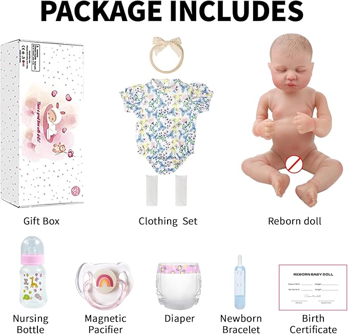 SCOM 20-Inch Realistic Reborn Baby Doll - Lifelike Vinyl Baby Girl with Full Soft Body, Washable & Poseable, Real Life 7-Piece Accessory Set - Safe Gift for Kids Ages 3+ in Birthday/Christmas