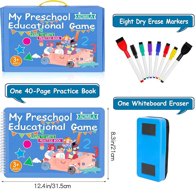 Preschool Learning Activities Educational Workbook, Handwriting Practice Book for Kids, Christmas Birthday Presents for 3 4 5 Year Old Boys Girl Toys for Kids, Montessori Busy Book Tracing Book Toys