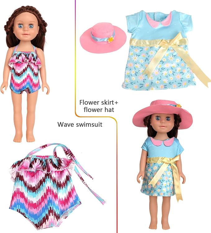 10 Sets of 18 Inch American Doll Clothes, Including 10 of Doll Clothing Dress Outfits for American Dolls, Birthday Gifts for Kids