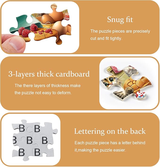 Cat Puzzles for Adults 1000 Pieces, Funny Puzzles Kittens, Food Cake Cat in Kitchen Puzzle, Animal Kitty Jigsaw Puzzle Challenge