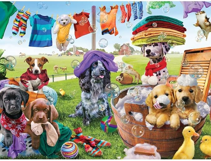 Bits and Pieces – 1000 Piece Jigsaw Puzzle for Adults – Puppies Playing - Jigsaw Puzzles by Artist Adrian Chesterman, Completed Puzzle Size: 20" x 27"