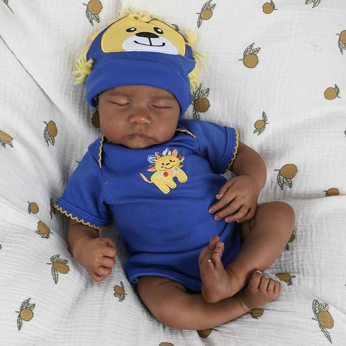 CHAREX Realistic Reborn Baby Dolls Black - 18 inch Newborn Baby African American, Soft Body Real Life Sleeping Baby Doll with Accessories Gift Set for Girls Boy Age 3+