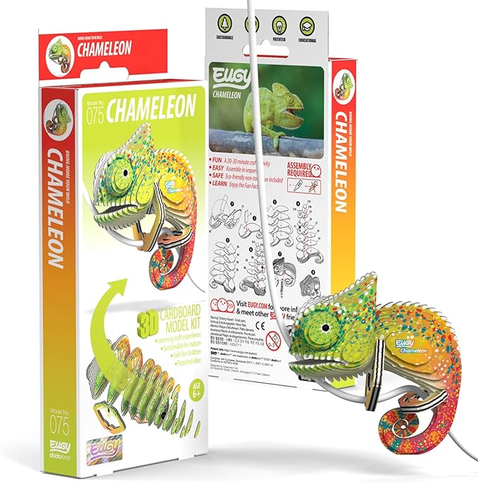 Eugy Chameleon 3D Puzzle - 31 Piece Eco-Friendly Educational Toy Puzzle for Boys, Girls & Kids Ages 6+