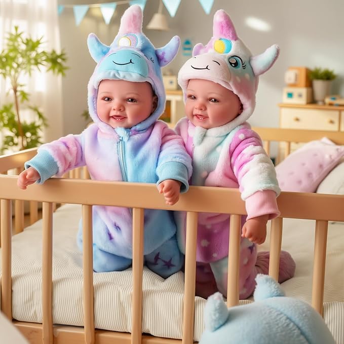 BABESIDE Baby Dolls Twins - 17'' Cute Soft Body Realistic Newborn Twin Dolls Real Life Baby Girl and Boy with Accessories Kids Age 3+ Year Old Gifts, Pretend Play, Collection