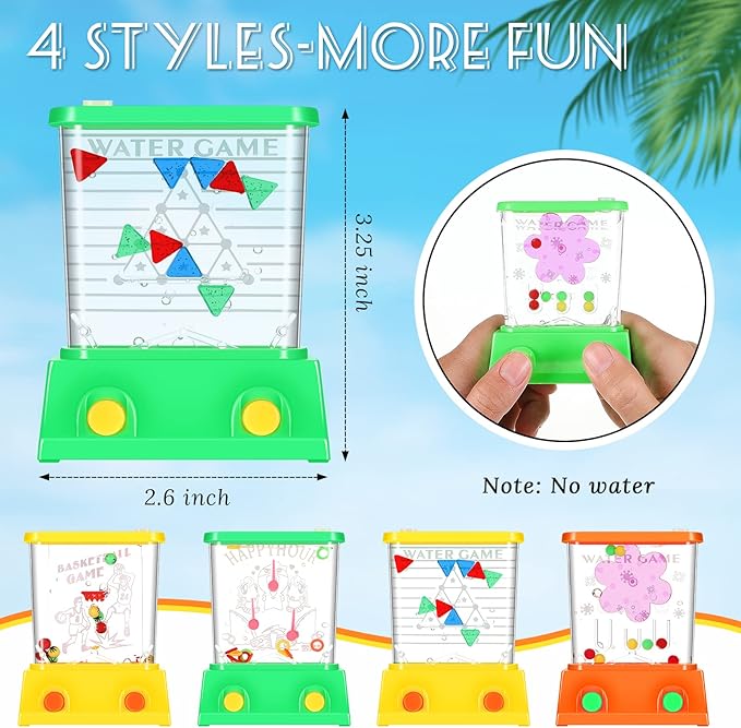 Gejoy 4 Pieces Water Games Handheld Easter Basket Stuffers for Kids Water Ring Toss Handheld Game Mini Retro Pastime Car Toys Fidget Autism Toys for Easter Children Boys Girls Birthday(Classic Style)