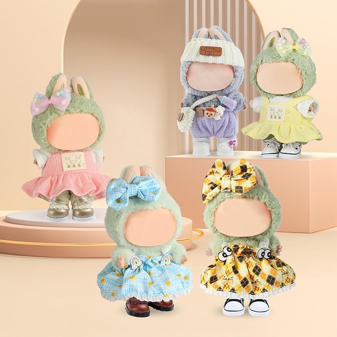 Premium Doll Shoes for Lububu, Cute Doll Shoes for 4-7in Dolls, Ideal for Lububu Outfits(White Canvas)