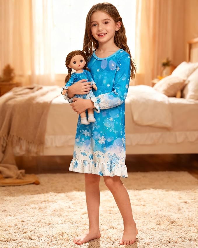 LQSZ Doll and Girl Matching Nightgown Outfit Pajamas Nightie Nightgown for Girls and Dolls Clothes