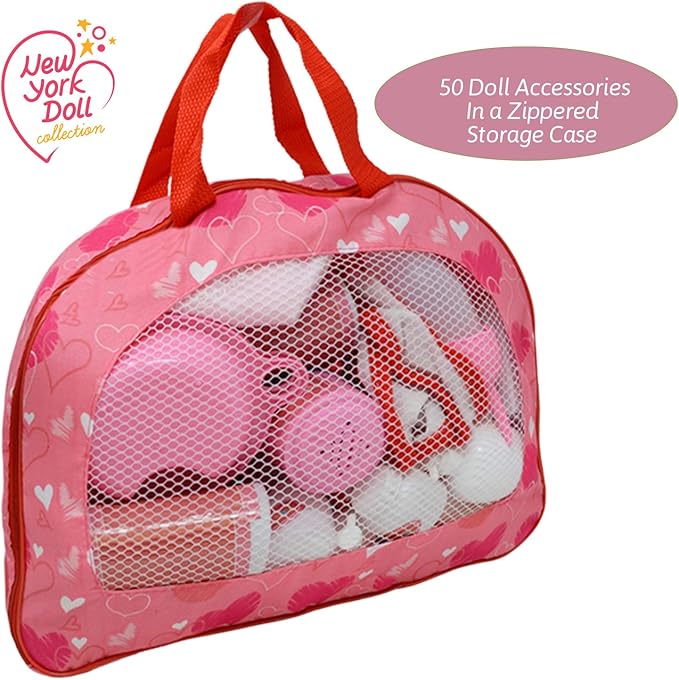 The New York Doll Collection Baby Doll Feeding & Caring Accessory Set in Zippered Carrying Case