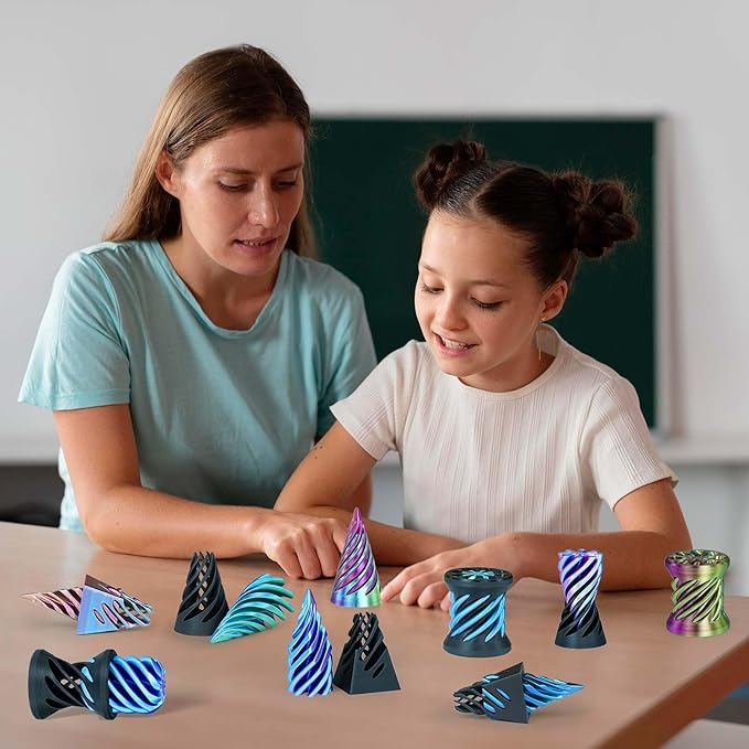 3PCS Impossible Cone,3D Printed Spiral Cone Fidget Toys,Impossible Pyramid Passthrough Sculpture,Stress Relieving Toys for Adults and Kids,Stocking Filler White Elephant Gifts (Purple+Black)