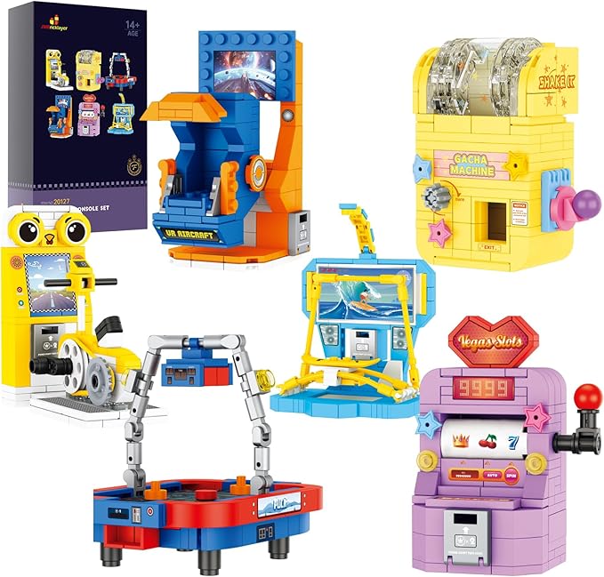 JMBricklayer Funny Game Party Favors Building Set 20127, 6 Mini Game Console Collectible Model, Micro Blocks Sets Toys Party Supplies Gifts, Goodie Bags, Birthday, Christmas