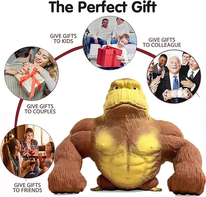Stretchy Monkey Fidget Toy - Funny Brown Gorilla Stress Relief Toy, Squeeze and Decompress, Easter Gift for Kids and Adults