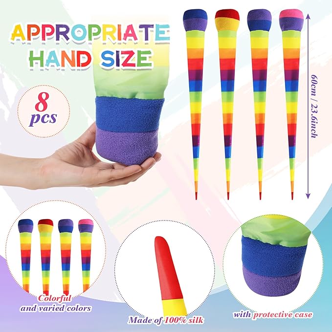 Leyndo 8 Pcs 26 Inch Throw and Catch Balls with Rainbow Tail, Fun Colorful Sports Comet Balls Playground Toys for School Classroom Beach Outdoor Camping Healthy and Fun Games (Mixed Color)