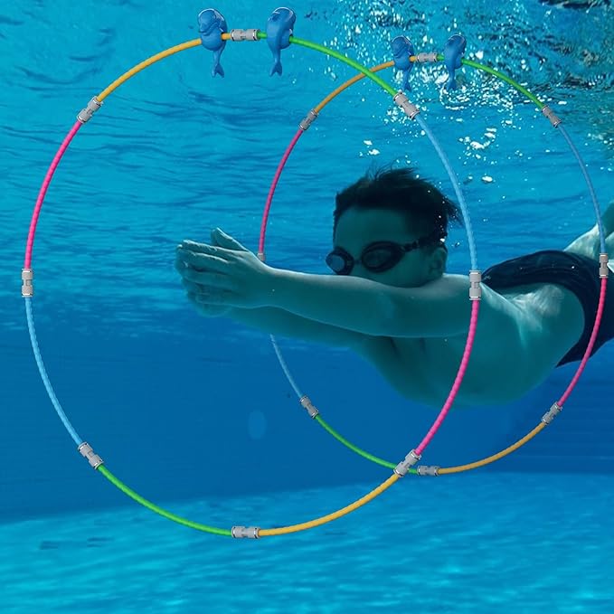 Pool Toys for Kids, 2-Pack Underwater Sports Swim Thru Rings for Kid, Ideal Pool Games Swiming Rings Toy for Boys/Girls Aged 5, 6, 7, 8, 9, 10, 11,12