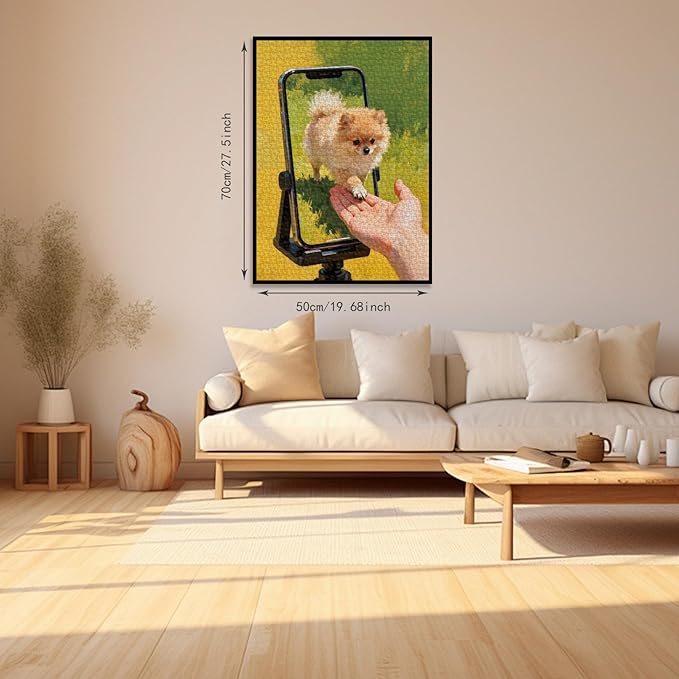 1000 piece Puzzle for Adults with Letters on Back Cute Puppy Jigsaw Puzzle Impossible Puzzles Family Decoration Puzzle Challenging Puzzles (27.56x19.7 Inch)