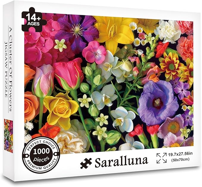 Cluster Flowers Bouquet Puzzle for Adults, Challenging Impossible Difficult Hard Fun 1000 Pieces Jigsaw Puzzles