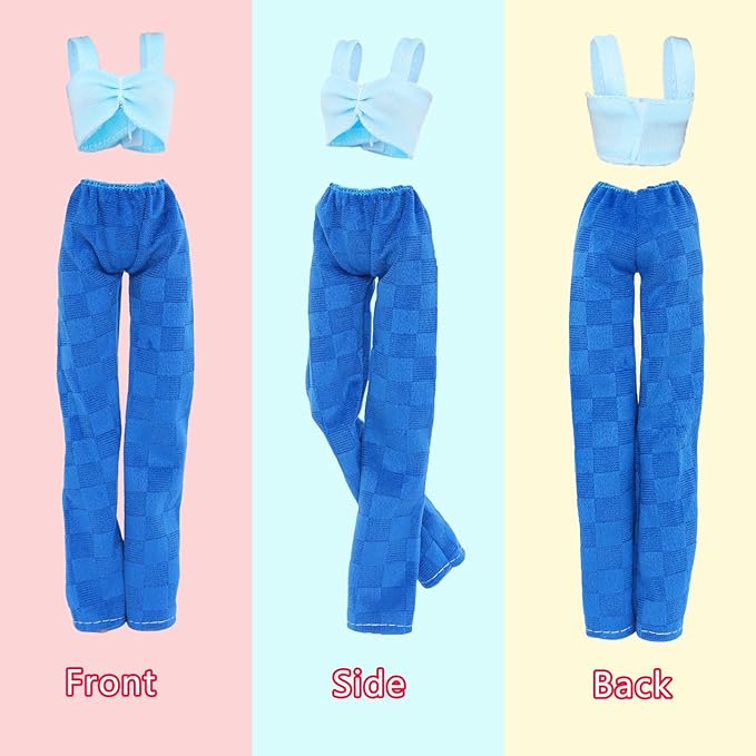 3 Sets Handmade Doll Clothes for 11.5 inch Girls Dolls Accessories, Spring Summer Winter Sport Style Outfits with Pants & Shoes (Blue/Purple/White)
