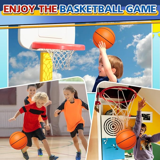 9" Mini Basketball for Indoor Mini Basketball Hoop, Replacement Basketballs Soft Ball for Inflatable Pool, Pool Beach Sandbox Outdoor Sports Gift Pack for Toddler kids Adults, 5 PCS (with Pump)