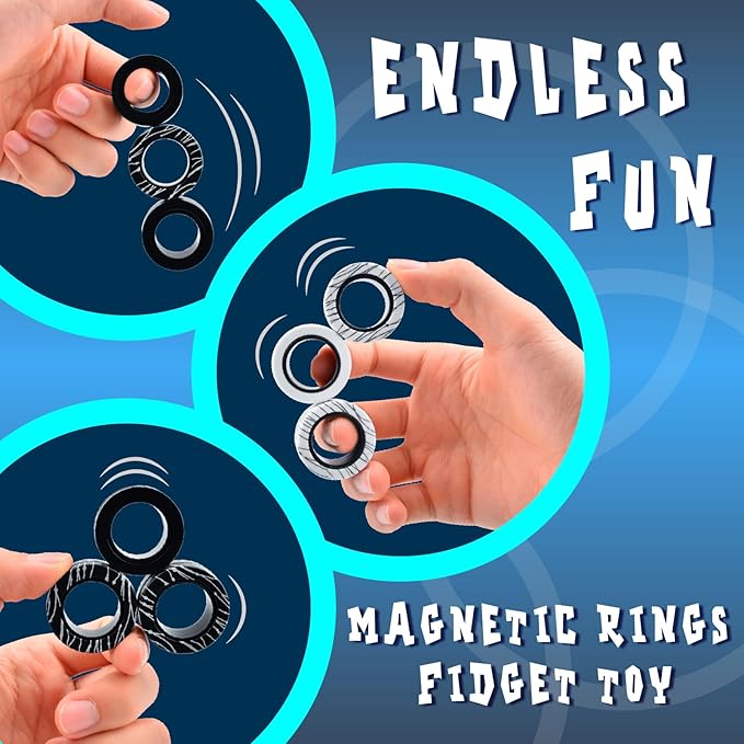 Cevioce Easter Basket Stuffers,6 PCS Magnetic Rings Fidget Toys Set for Adults Boys Teens,ADHD Anxiety Fidget Spinner Magnetic Ring Stress Relief Toy Kids Birthdays Gifts for 8 9 10 11 12+ Year Old