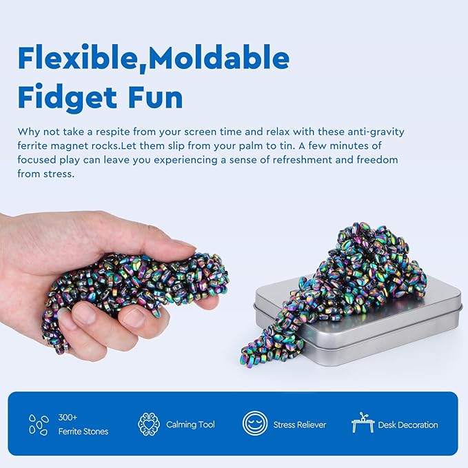 300+ Original Ferrite Putty Colorful, Sensory Stones, Adult Fidget Stress Relief Desk & Office Item, Ferrite Stones Stocking Stuffers Gifts