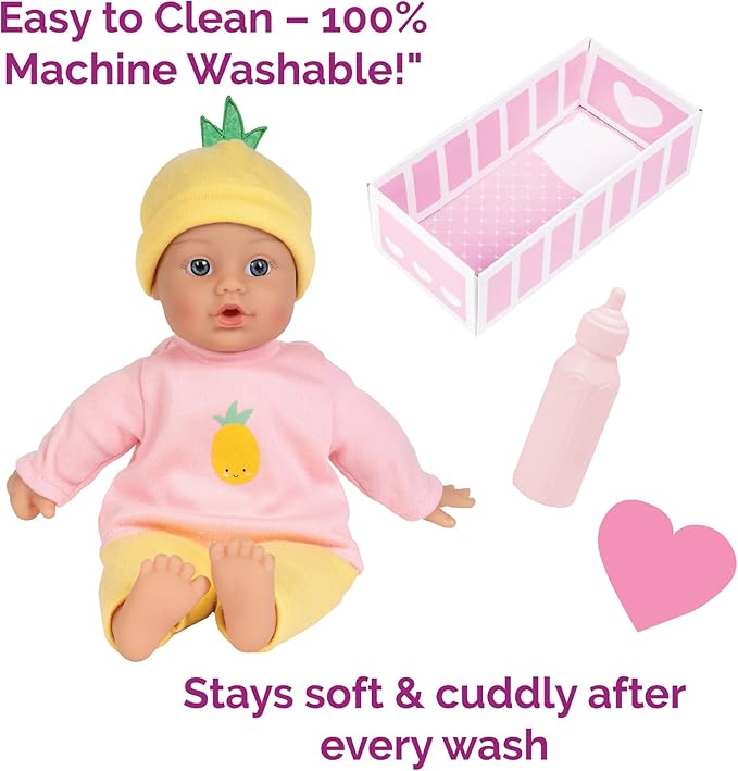 Adora Sweet Baby - 11” Soft & Cuddly Baby Doll, Realistic Features, Gentle Scent, Machine Washable, Lightweight & Easy to Hold | Adorable Playmate (Pineapple)