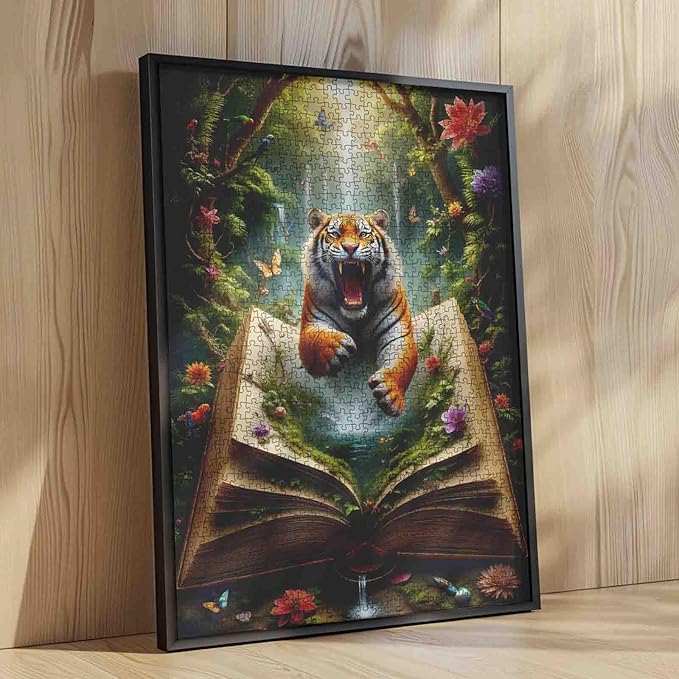 Magic Book Tiger Puzzles 1000 Pieces for Adults, Fantasy Puzzles Challenging Puzzle with Poster - Fun Adult Game for Game Night (27"x20")